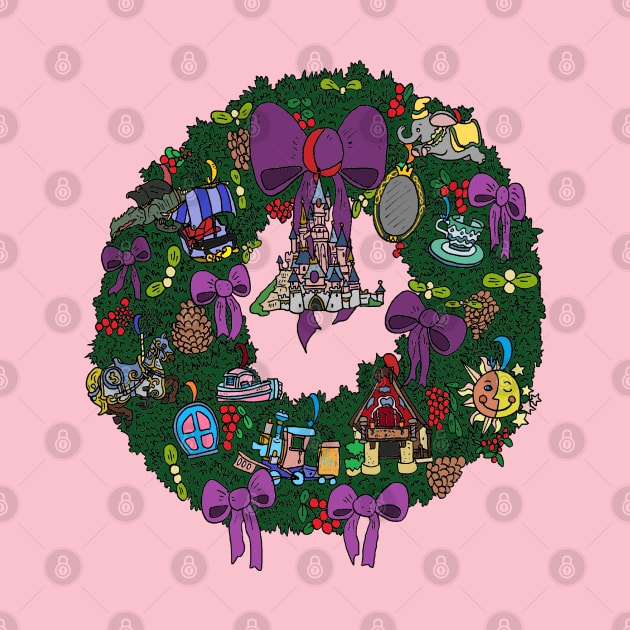 Disneyland Paris - Fantasyland Wreath by JennyGreneIllustration