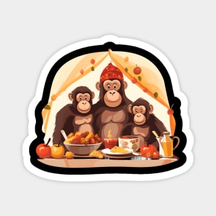 Monkey Family Thanksgiving Magnet