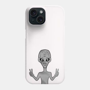 Alien Invasion Peace Hand Sign Grey Phone Case