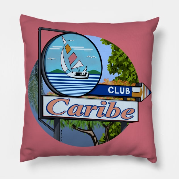 Club Caribe Pillow by NelidaZubia