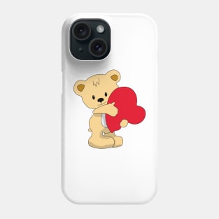 Teddy Bear hugging a big heart Phone Case