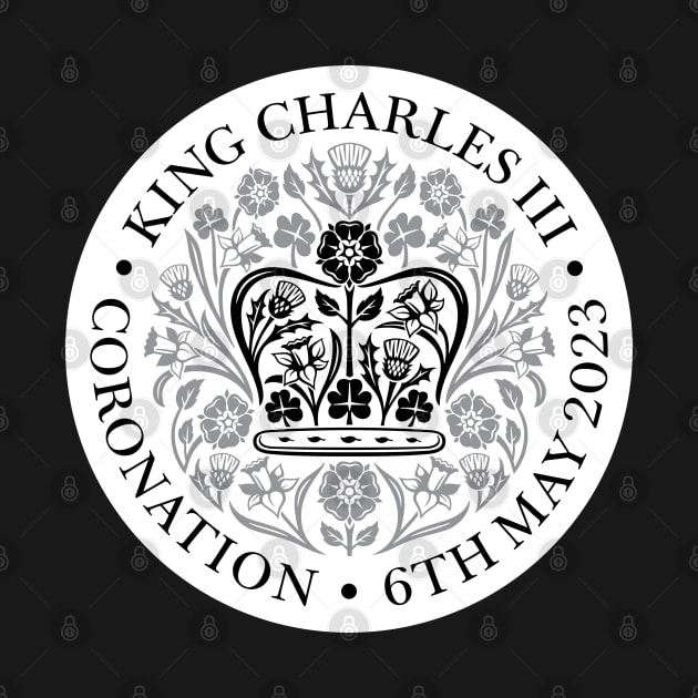 King Charles III Official Coronation Emblem Black and Grey by NattyDesigns