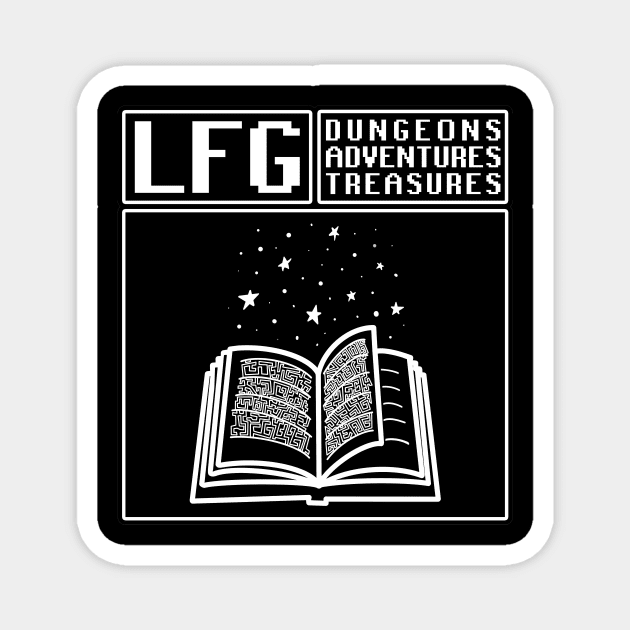 LFG Looking For Group Wizard Spell Book Spellcaster Dungeon Tabletop RPG TTRPG Magnet by GraviTeeGraphics