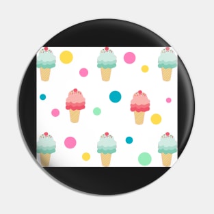 Ice Cream Cone Cute Polka Dots Background Summer Vacation Pink Yellow Teal Social Distancing FaceMask Pin