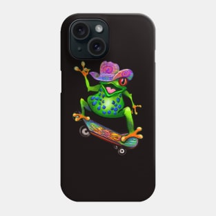 Frog Peace sign tie dye 2 Kawaii Froggy Skateboarding Cute Frog Texas cowboy hat Funny toad toads amphibian tadpole Green Red eyed tree frogs rain forest Lizard dragon zoology gift frog Phone Case