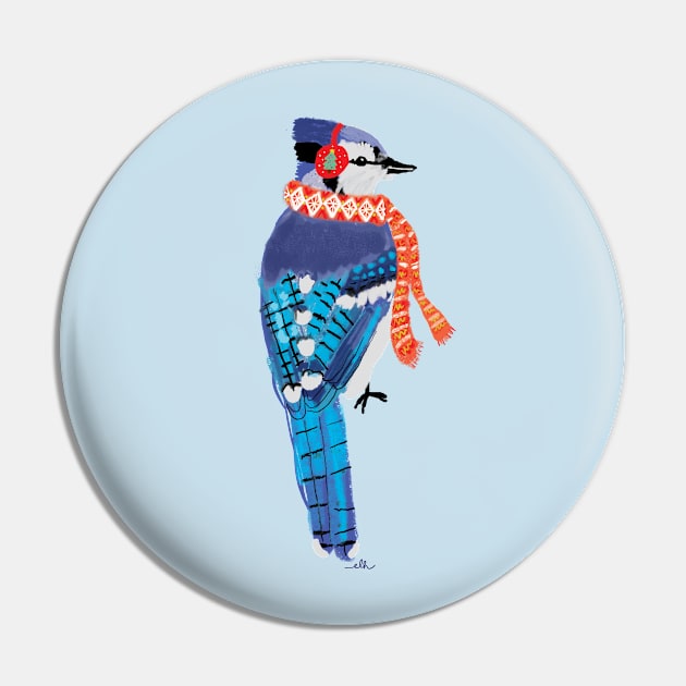 Snazzy Blue Jay Pin by EmilyLaurelHarris