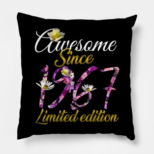 Awesome since 1967 Tee 55 Year Old Floral 55th Birthday Pillow