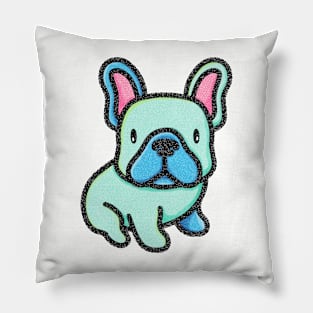 Green Kawaii Style Frenchie Puppy Pillow