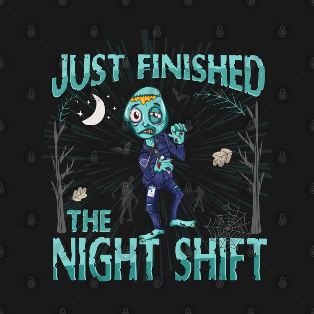 Funny Halloween EMTs Paramedic Nurse Tired Zombie by Jandjprints