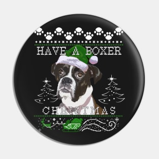 Flashy Brindle Boxer Dog Christmas Sweater Pin