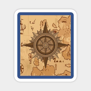 Old Retro Compass Signpost Viking Magnet