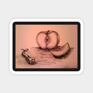 Charcoal Apple Still Life Magnet