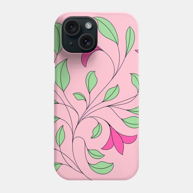 floral pattern pink and green Phone Case by stupidpotato1