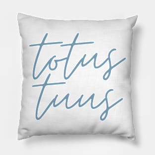 Totus Tuus Light Blue Thin Cursive Pillow