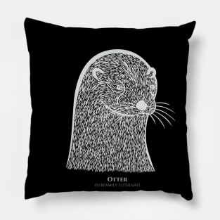 Otter with Common and Scientific Names - friendly animal design Pillow