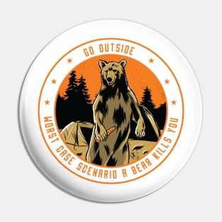 Go Outside Bear Pin