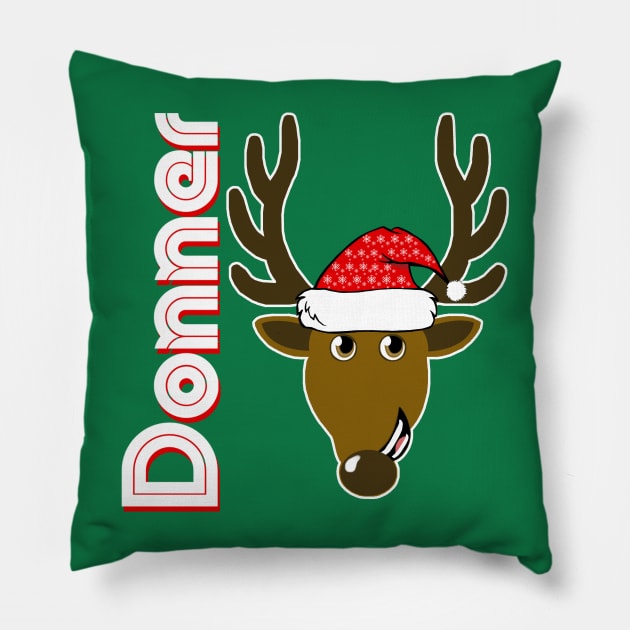 Donner, Family Christmas Santa Anime 8+ Reindeer Tshirts Pillow by TonTomDesignz