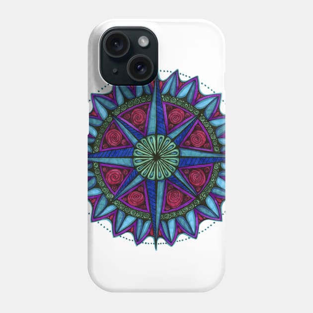 Blue Directions Mandala Phone Case by Heartsake