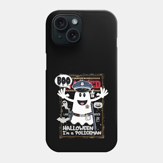 BOO Policeman dressed as a GHOST - cute Halloween Phone Case by ArtProjectShop