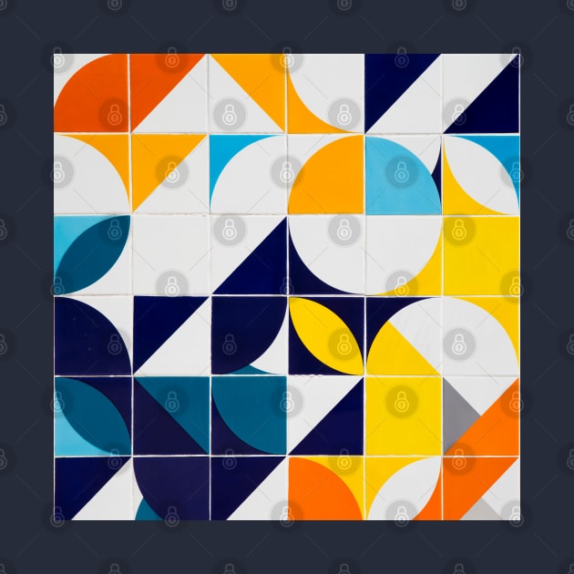 Bright Colorful Patterns Tile Pattern Squares Triangles Curves Circles by Art by Ergate