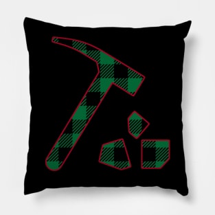 Plaid Christmas Rock Hammer Pillow