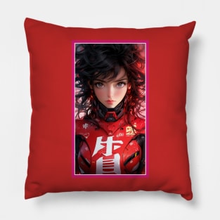 Anime Race Girl | Quality 3D Anime Artwork | Pink Red Black Blue Chibi Manga Anime Art Pillow