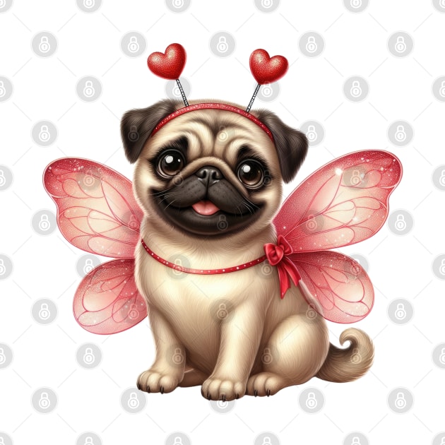 Valentine Fairy Pug Dog by Chromatic Fusion Studio