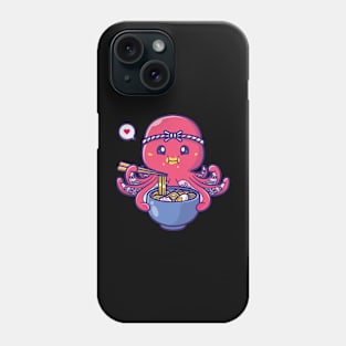 Anime kawaii sea squid eating ramen noodles Phone Case