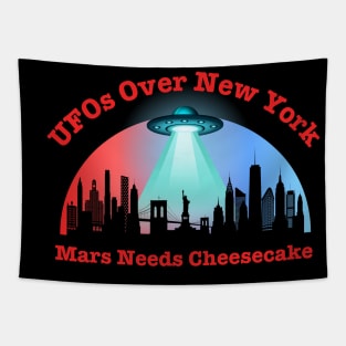 UFOs Over New York Mars Needs Cheesecake Tapestry