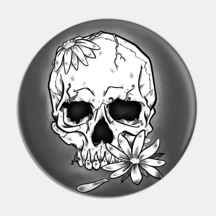 Vintage Floral Skull Pin