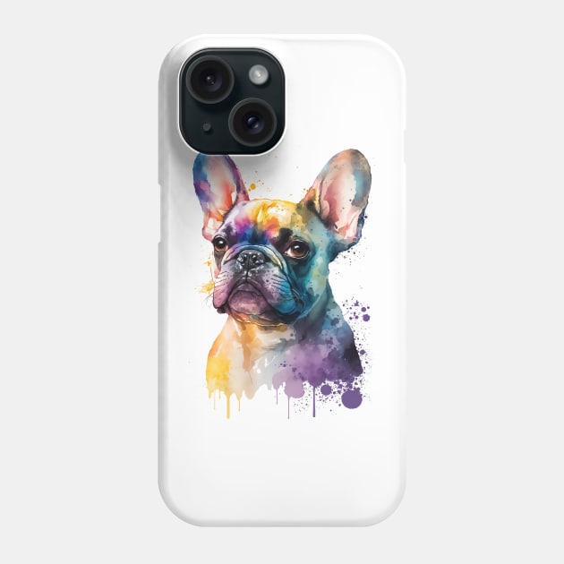 Rainbow French Bulldog Watercolor Art Phone Case by doglovershirts
