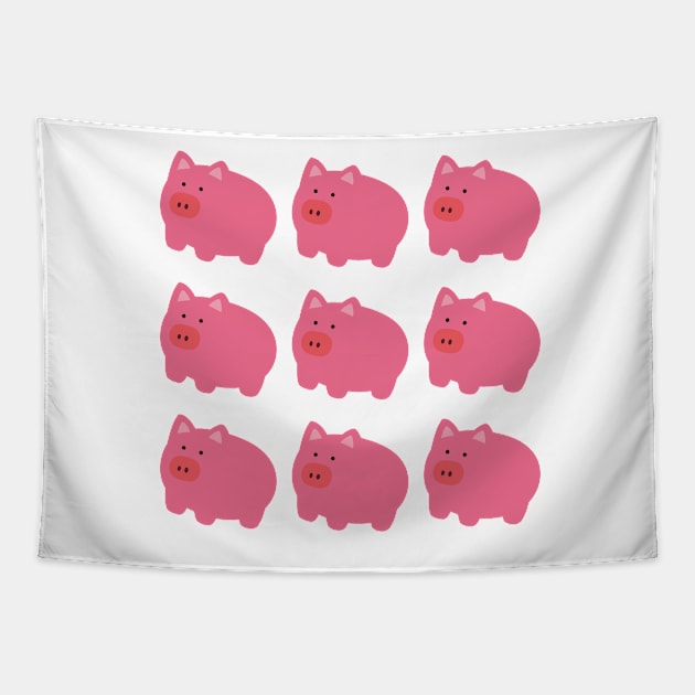 Pig animal. Seamless pattern design on white background. Tapestry by Nalidsa