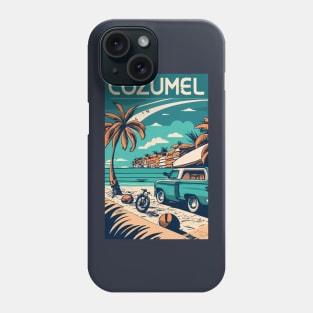 A Vintage Travel Art of Cozumel - Mexico Phone Case