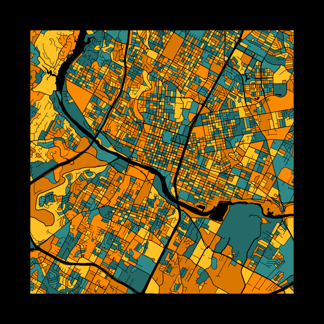 Austin Map Pattern in Orange & Teal by PatternMaps