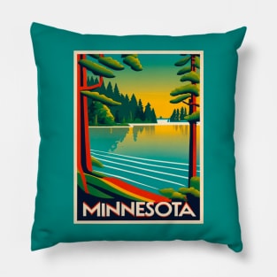 Minnesota Vintage Travel Poster Pillow