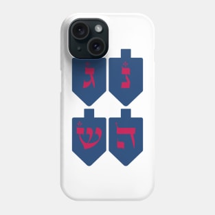 Hanukkah Dreidels in Navy and Magenta Phone Case