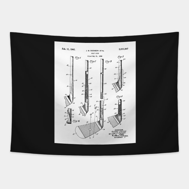 Golf Club Patent - Golfing Fan Home Office Art - White Tapestry by patentpress