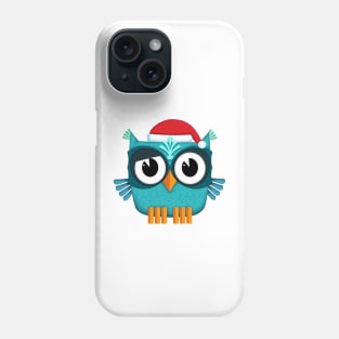 Owl Santa Claus light blue Phone Case