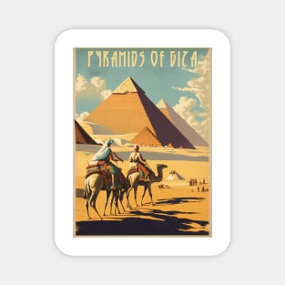 Pyramids of Giza Vintage Travel Art Poster Magnet