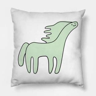 Cute Silly Simple Minimalist Pastel Green Horse Small Icon Pillow