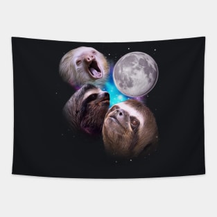 Three Sloths Howl at the Moon Tapestry