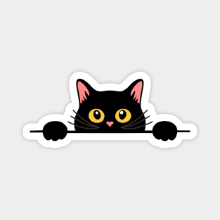 Black Cat Peeking Magnet