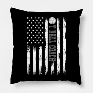 T-BALL COACH WHITE AMERICAN FLAG MONO Pillow