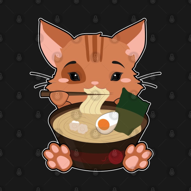 Anime Cute Cat Japanese Ramen Noodles Kawaii Gift design by theodoros20