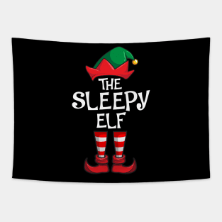 Sleepy Elf Matching Family Christmas Tapestry