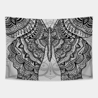 Mandala Butterfly Black Tapestry