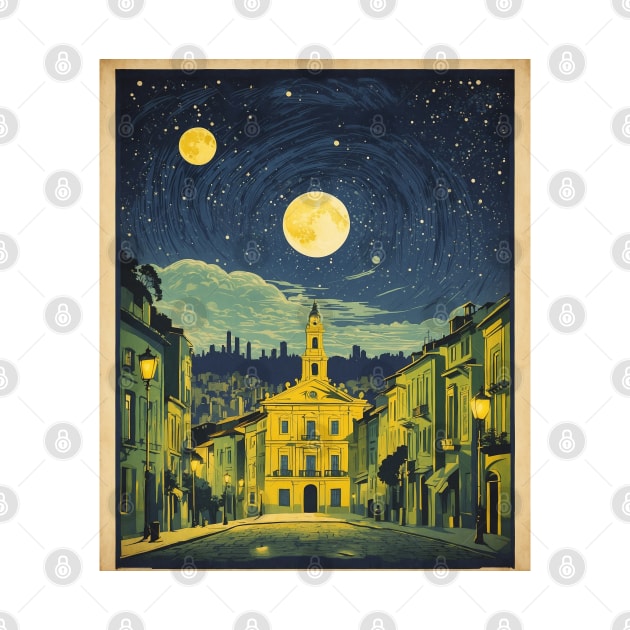 Curitiba Starry Night Brazil Vintage Tourism Travel Poster Art by TravelersGems