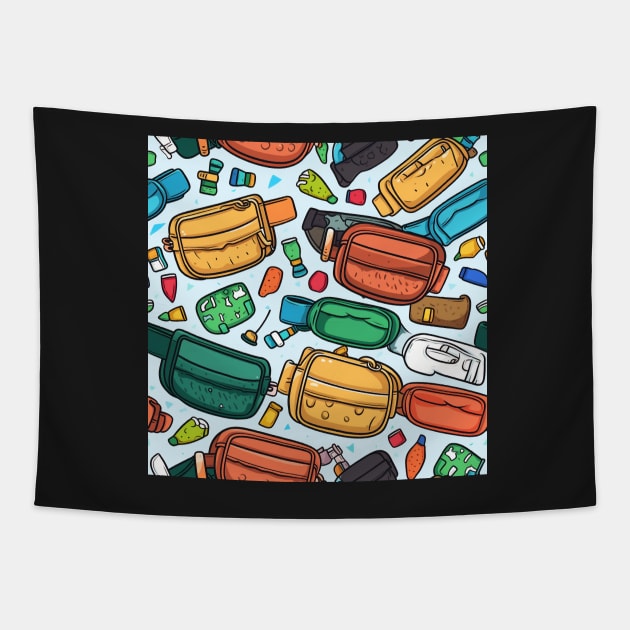 Fanny Pack Belt Bag Athletic Trainer Seamless Pattern Tapestry by AstroWolfStudio