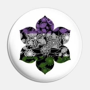 Flight Over Flowers of Fantasy - Genderqueer Pride Flag Pin