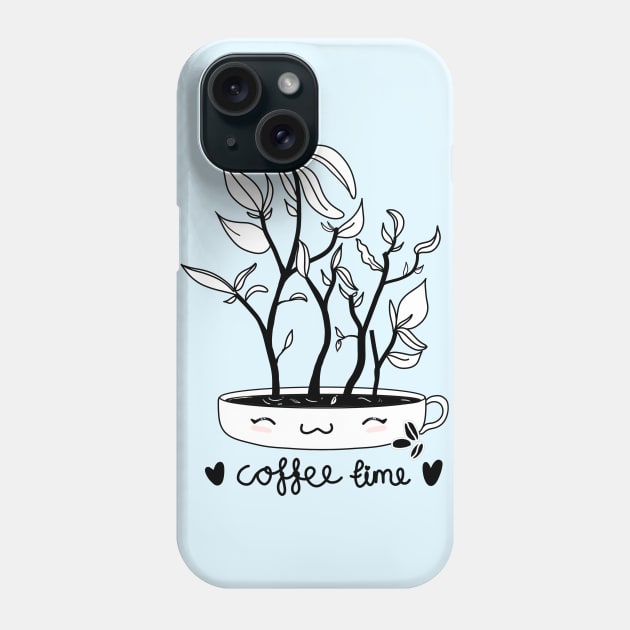 Coffee Time Plant Phone Case by moonlitdoodl